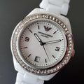 Emporio Armani Ceramica White Mother of Pearl Dial White Steel Strap Watch For Women - AR1426