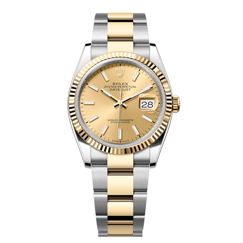 Rolex Oyster Perpetual Datejust 36 Champagne Dial Two Tone Steel Bracelet Watch for Women - M126233-0016