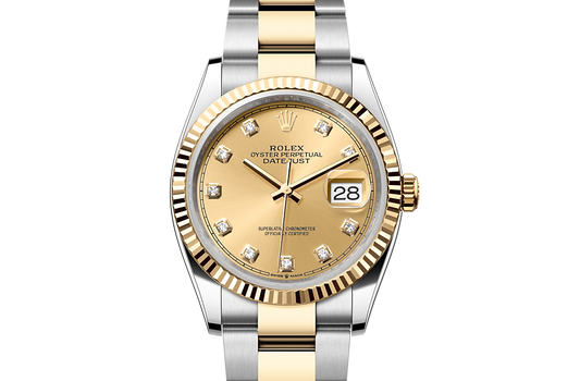 Rolex Datejust 36 Diamonds Champagne Dial Two Tone Oyster Steel Dial Watch for Men - M126233-0018
