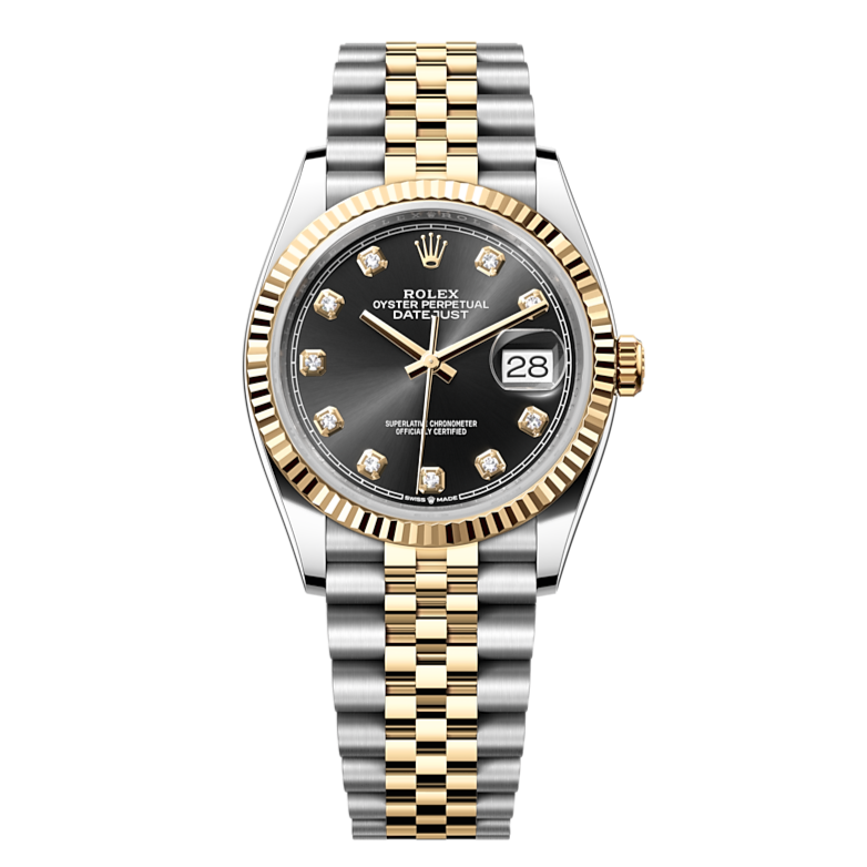 Rolex Datejust 36 Diamonds Black Dial Two Tone Jubilee Bracelet Watch for Women - M126233-0021