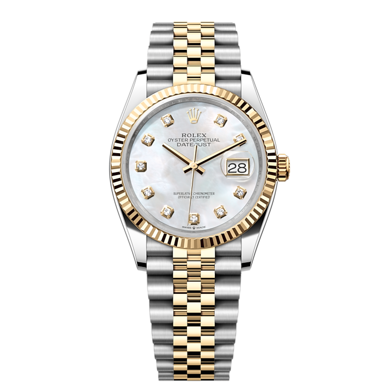 Rolex Datejust 36 Diamonds Mother of Pearl Dial Two Tone Jubilee Bracelet Watch for Women - M126233-0023