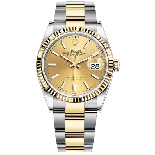 Rolex Oyster Perpetual Datejust 36 Champagne Dial Two Tone Steel Bracelet Watch for Women - M126233-0016