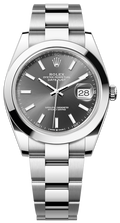 Rolex Datejust 41 Grey Dial Oystersteel Silver Steel Strap Watch for Men - M126300-0007