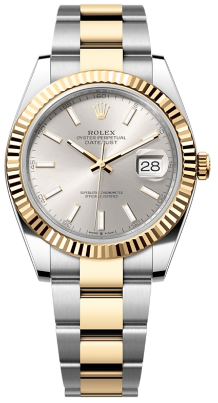 Rolex Datejust 41 Silver Dial Two Tone Oyster Steel Bracelet Watch for Men - M126333-0001