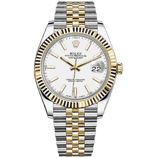 Rolex Datejust 41 Oyster White Dial Two Tone Oystersteel & Yellow Gold Jubilee Bracelet White Dial Watch for Men - M126333-0016