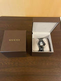 Gucci G Timeless Ghost Motif Black Dial Black Leather Strap Watch For Men - YA1264018