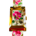 Gucci G Frame Floral White Dial White Leather Strap Watch For Women - YA147406