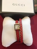 Gucci G Frame White Dial Red Leather Strap Watch For Women - YA128524