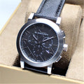Burberry The City Grey Dial Black Leather Strap Watch for Men - BU9362