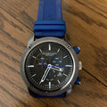 Burberry Sport Chronograph Black Dial Blue Rubber Strap Watch for Men - BU7714