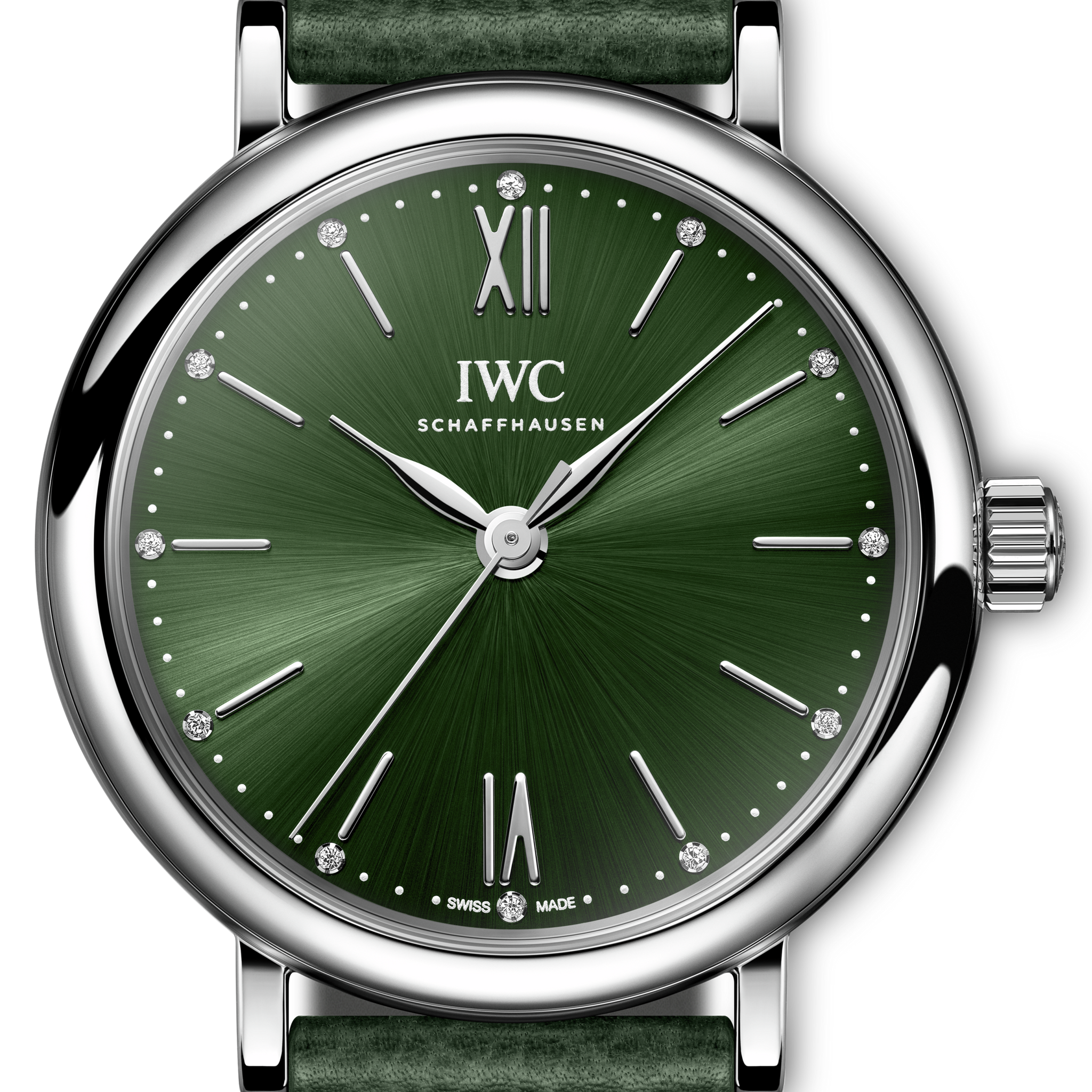 IWC Portofino Automatic Automatic Green Dial Green Leather Strap Watch for Women - IW357412