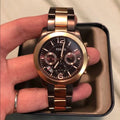 Fossil Perfect Boyfriend Multifunction Brown Dial Two Tone Steel Strap Watch for Women - ES4284