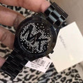 Michael Kors Slim Runway Black Dial Black Steel Strap Watch for Women - MK3589