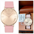 Coach Delancey Gold Dial Pink Leather Strap Watch for Women - 14503332