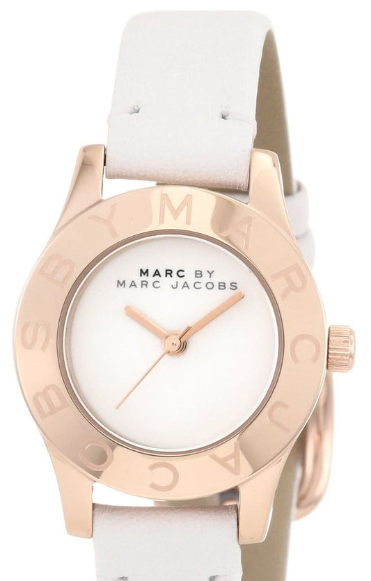 Marc Jacobs Blade Mini White Dial White Leather Strap Watch for Women - MBM1207