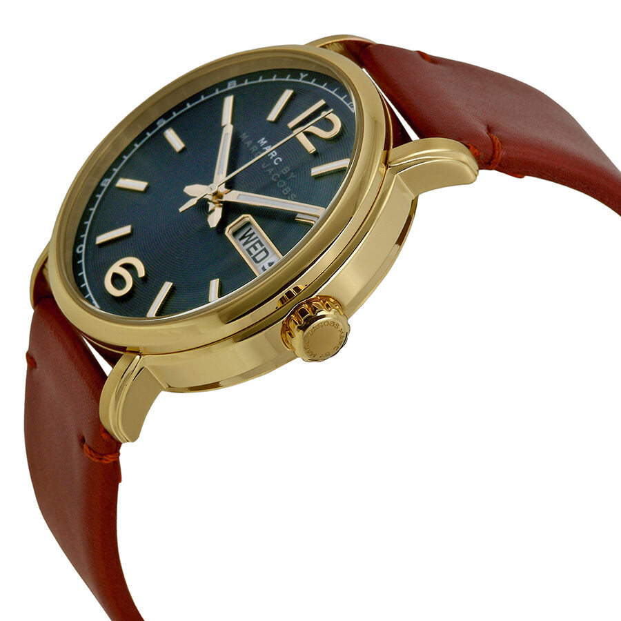 Marc Jacobs Marc Fergus Green Dial Brown Leather Strap Watch for Men - MBM5077