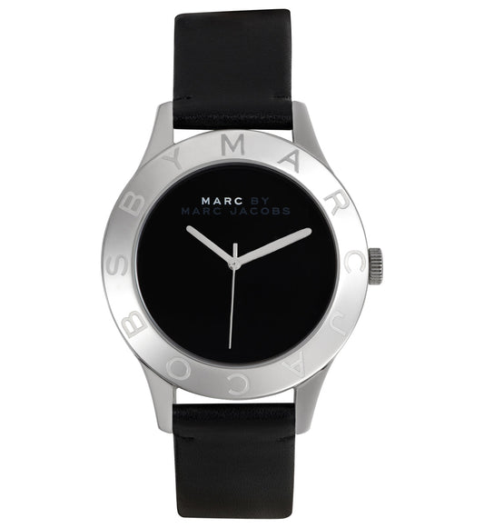 Marc Jacobs Blade Black Dial Black Leather Strap Watch for Women - MBM1205