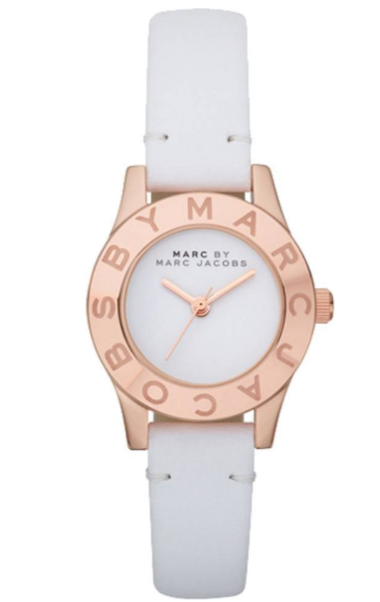 Marc Jacobs Blade Mini White Dial White Leather Strap Watch for Women - MBM1207