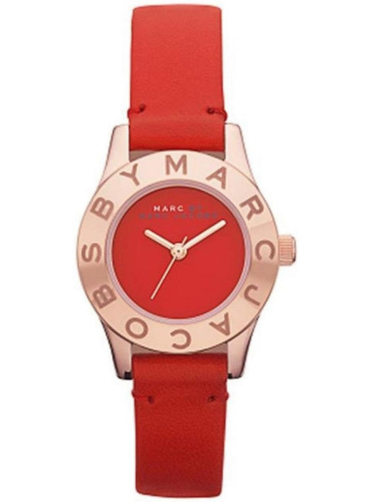 Marc Jacobs Blade Red Dial Red Leather Strap Watch for Women - MBM1210