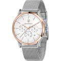 Maserati Epoca White Dial Chronograph Silver Mesh Bracelet Watch For Men - R8873618009