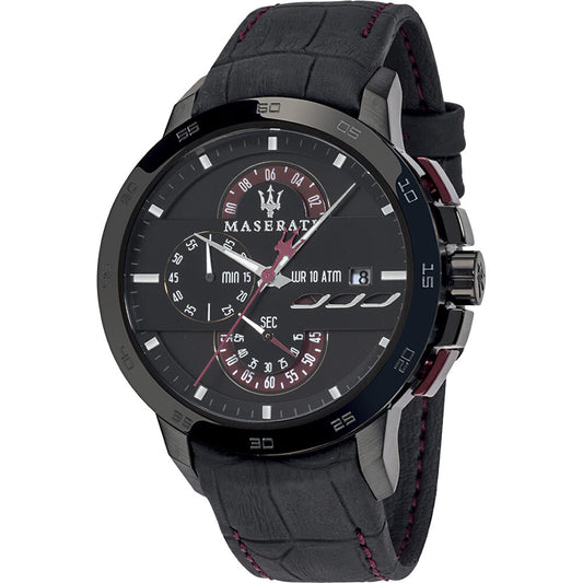 Maserati Ingegno Chronograph Black Dial Leather Watch For Men - R8871619003