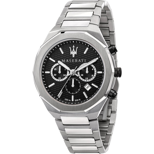 Maserati Stile Chronograph Black Dial Stainless Steel Watch For Men - R8873642004