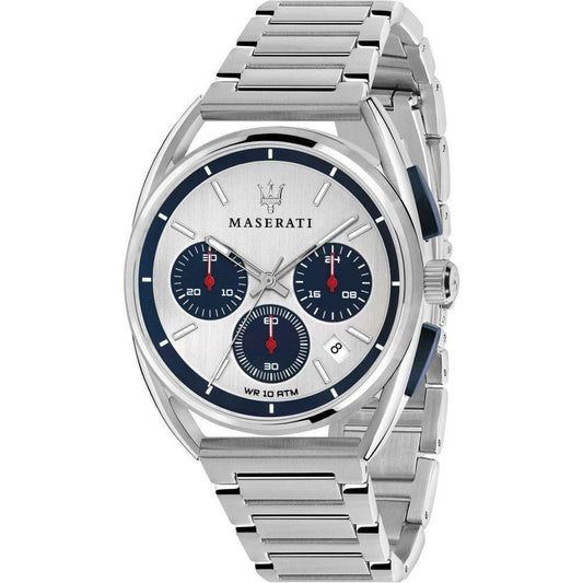 Maserati Trimarano Chronograph Silver Dial Silver Stainless Steel Strap Watch For Men - R8873632001