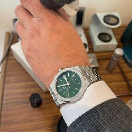 Maurice Lacroix Aikon Date Quartz Green Dial Silver Steel Strap Watch for Men - AI1108-SS002-630-1