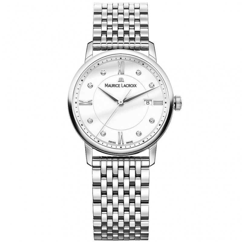 Maurice Lacroix Eliros Date White Dial Silver Steel Strap Watch for Women - EL1094-SS002-150-1