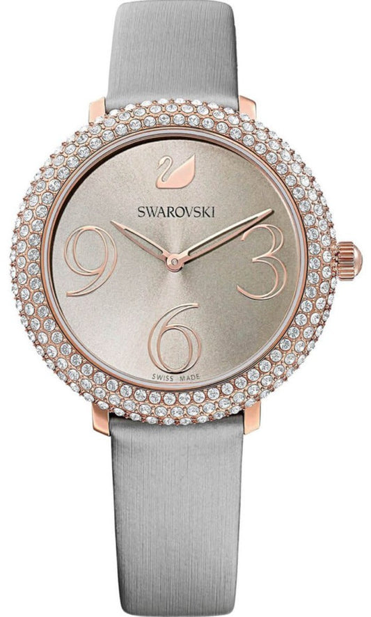 Swarovski Crystal Frost Grey Dial Grey Leather Strap Watch for Women - 5484067