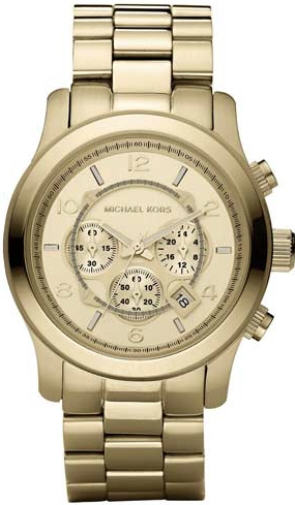 Michael Kors Runway Gold Dial Gold Steel Strap Watch for Men - MK8077