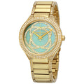 Michael Kors Kerry Mother of Pearl Turquoise Dial Gold Steel Strap Watch for Women - MK3481