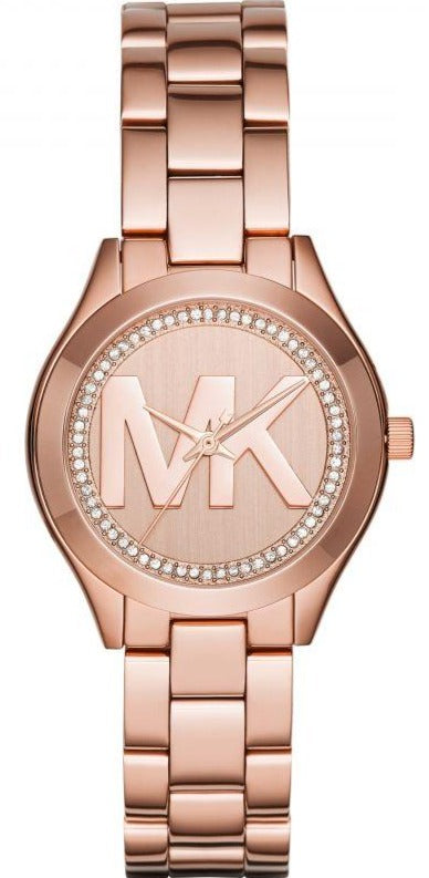 Michael Kors Slim Runway Rose Gold Dial Rose Gold Steel Strap Watch for Women - MK3549