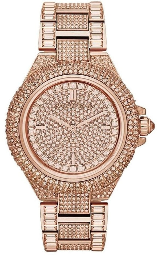 Michael Kors Camille Crystal Rose Gold Dial Rose Gold Steel Strap Watch for Women - MK5862