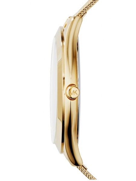 Michael Kors Slim Runway Gold Dial Gold Mesh Bracelet Watch for Women - MK3282