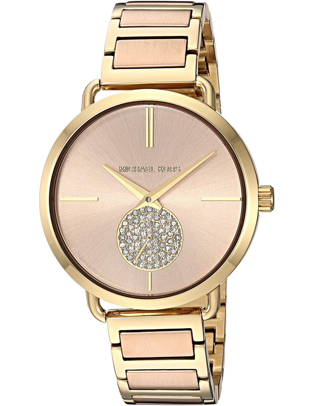 Michael Kors Portia Rose Gold Dial Two Tone Steel Strap Watch for Women - MK3706