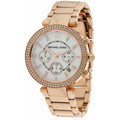 Michael Kors Parker Diamonds White Dial Rose Gold Steel Strap Watch for Women - MK5491