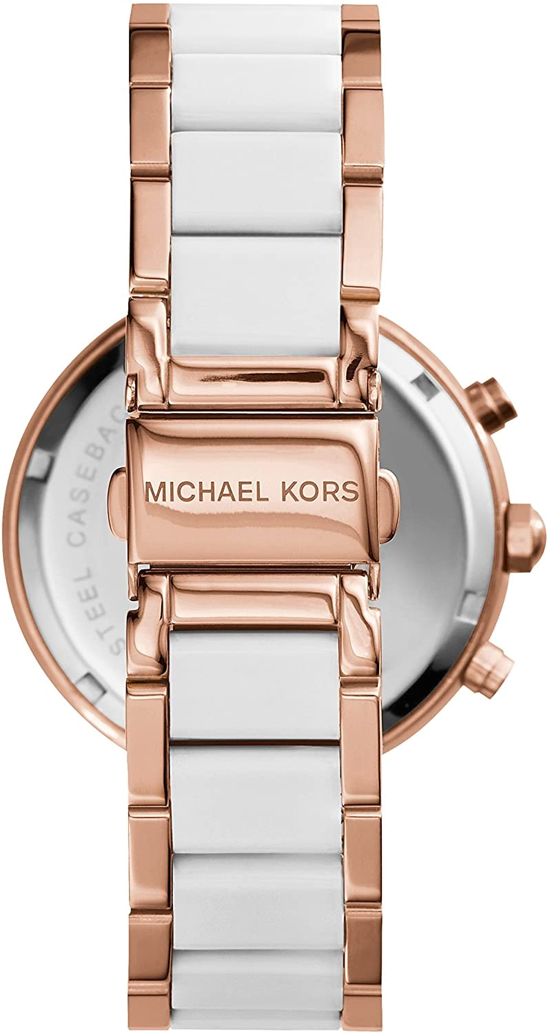 Michael Kors Parker White Dial Two Tone Steel Strap Watch for Women - MK5774