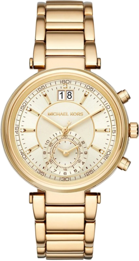 Michael Kors Sawyer White Dial Gold Steel Strap Watch for Women - MK6362