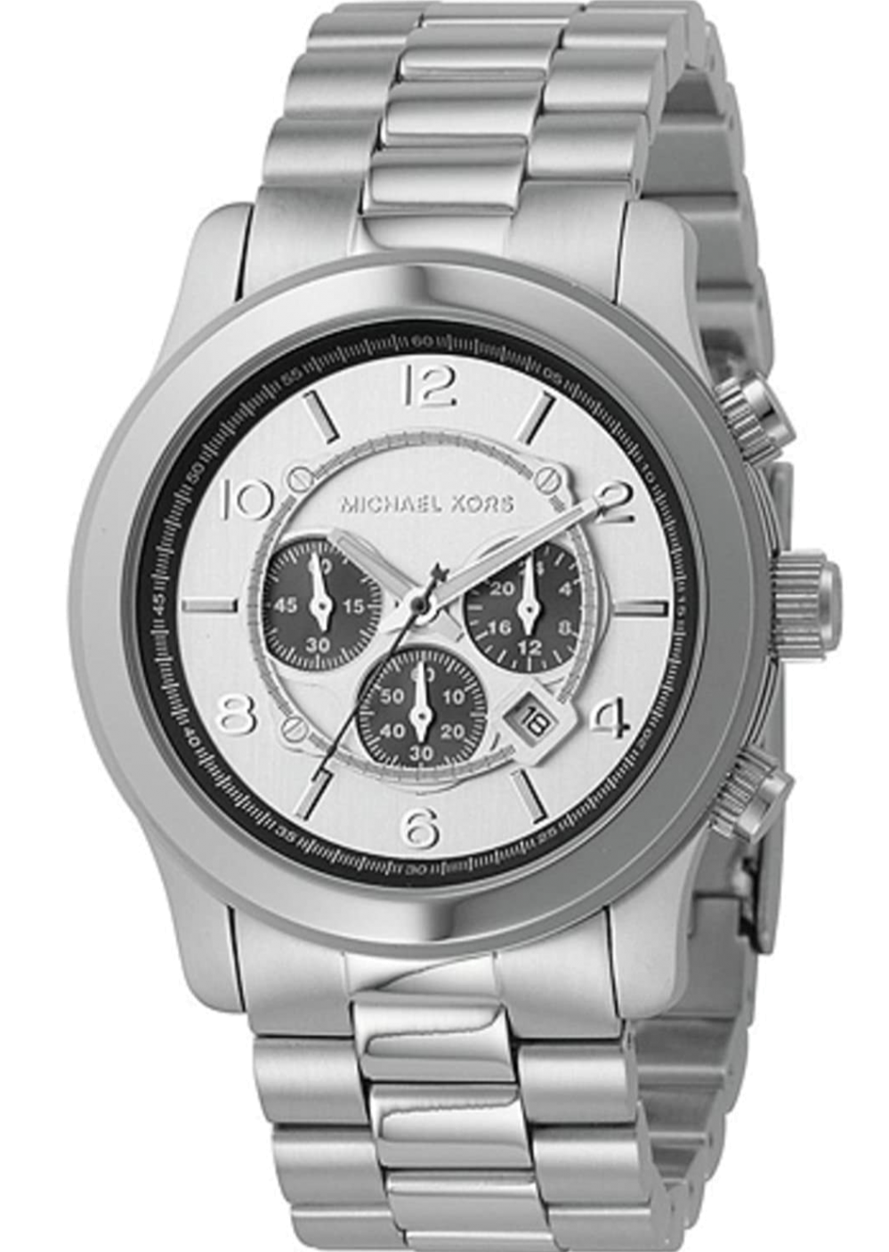 Michael Kors Runway Chronograph Silver Dial Silver Steel Strap Watch for Men - MK8060