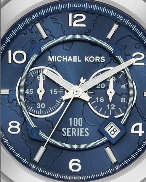 Michael Kors Stop Hunger Chronograph Blue Dial Silver Steel Strap Watch for Men - MK8314