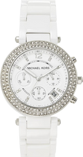 Michael Kors Parker White Dial White Leather Strap Watch for Women - MK5848