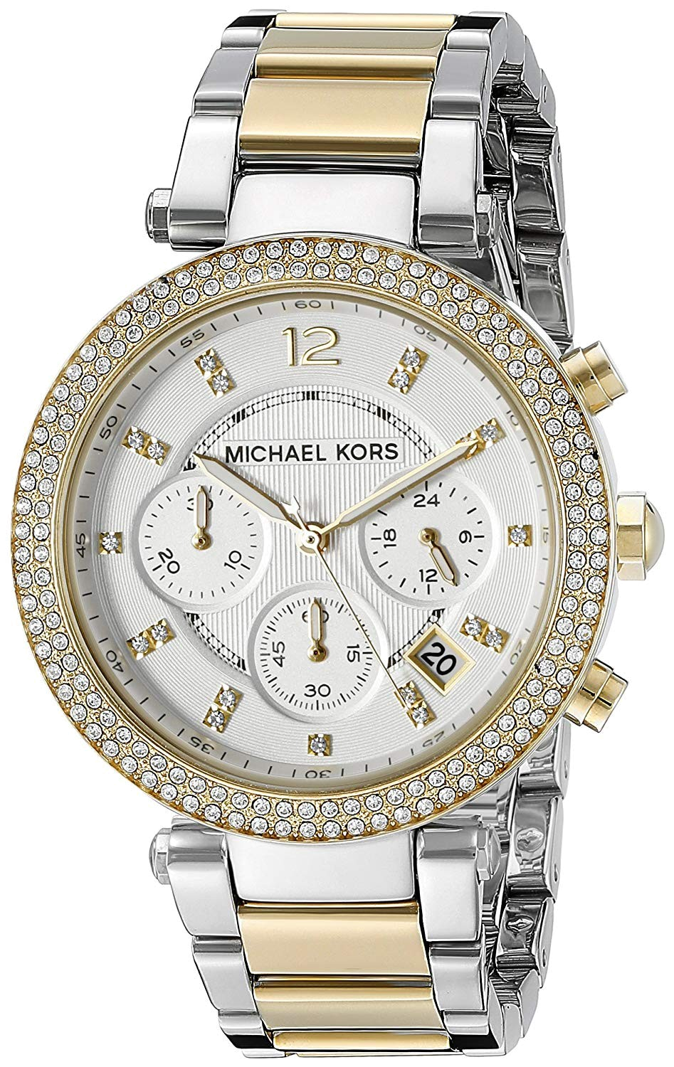 Michael Kors Parker White Dial Two Tone Steel Strap Watch for Women - MK6055