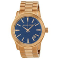Michael Kors Runway Blue Dial Rose Gold Steel Strap Watch for Women - MK7065