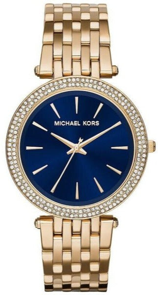 Michael Kors Darci Blue Dial Gold Steel Strap Watch for Women - MK3406