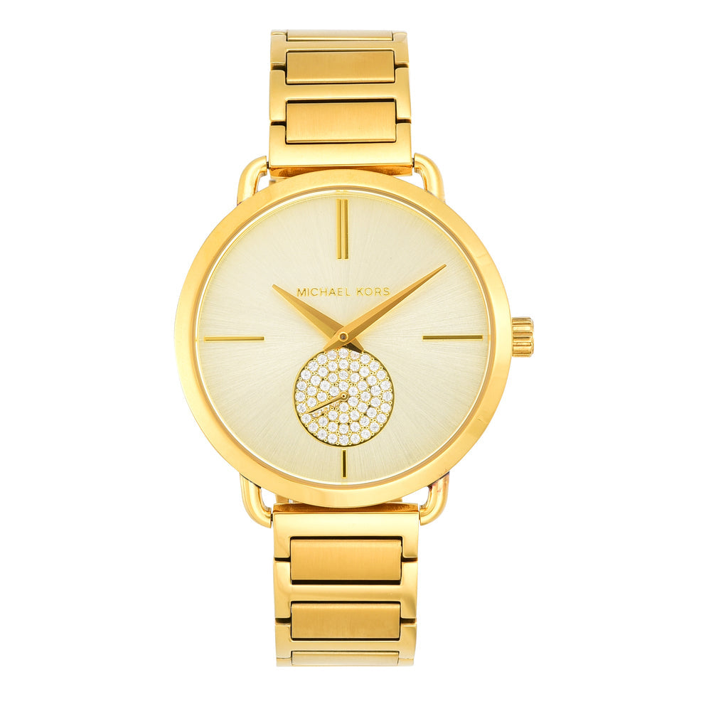 Michael Kors Portia Gold Dial Gold Steel Strap Watch for Women - MK3639