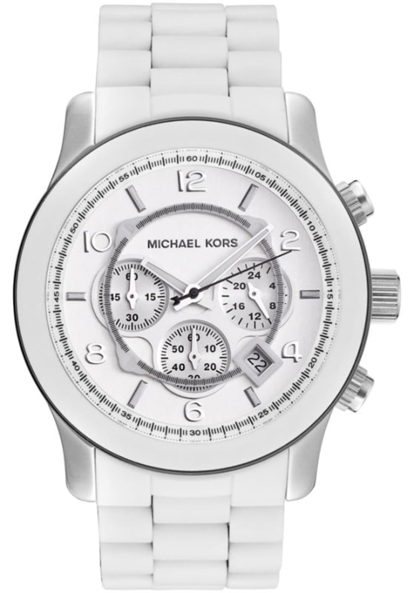 Michael Kors Oversize White Dial White Steel Strap Watch for Men - MK8108