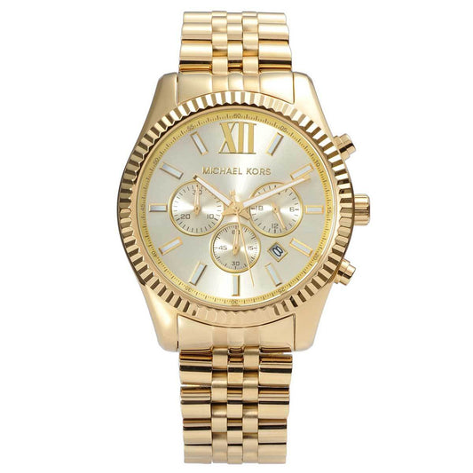 Michael Kors Lexington Gold Dial Gold Steel Strap Watch for Men - MK8281