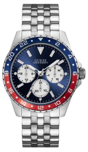 Guess Odyssey Multifunction Blue Dial Silver Steel Strap Watch For Men - W1107G2