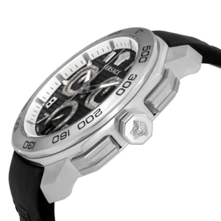 Versace Dylos Analog Black Dial Black Leather Strap Watch for Men - VQC010015